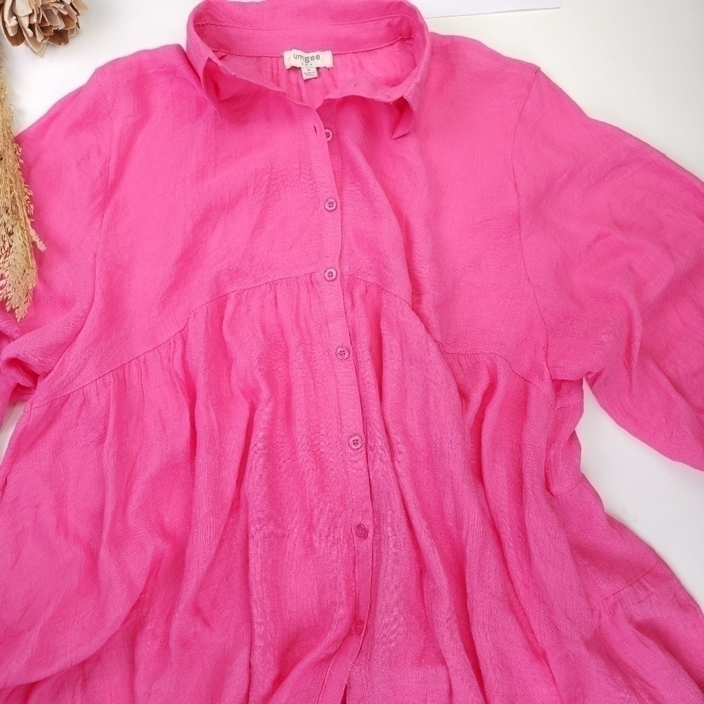 Umgee Pink Oversized Tunic Top Sz M - Picture 6 of 12